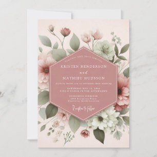 Invitation Mariage Éthéré Rose Tendre