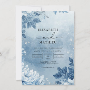 Invitation Mariage Ethereal Bleu Botanique Romance