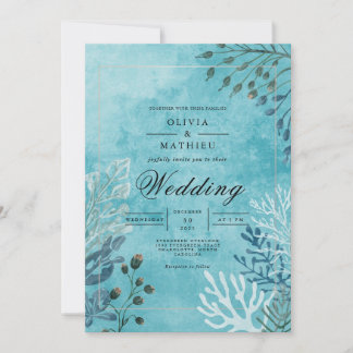 Invitation Mariage Ethereal Blue Bloom