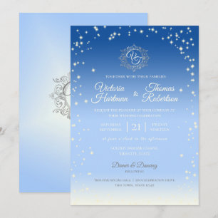 Invitation Mariage étincelant Sky Blue Ombre