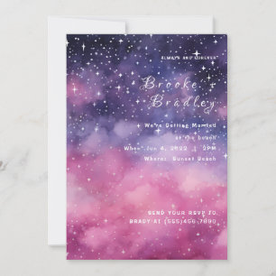 Invitation Mariage étoile galaxie rose pourpre