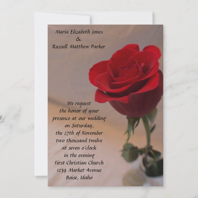 Invitation Mariage étonnant de la Rose rouge (Devant)