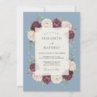 Mariage Étreinte de Pétales Bleu Ardoise