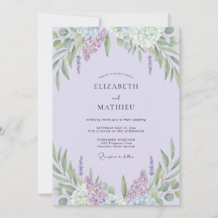 Invitation Mariage Eucalyptus à la Lavande Lilas