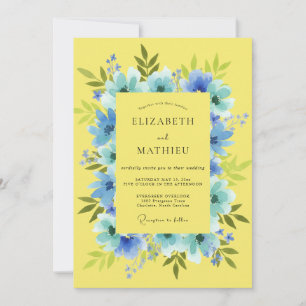 Invitation Mariage Eucalyptus au feuillage azur citron