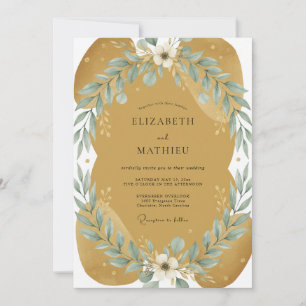 Invitation Mariage Eucalyptus au Feuillage d'Acier Ambre