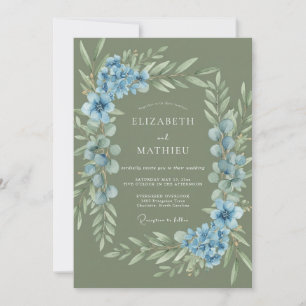 Invitation Mariage Eucalyptus au feuillage de Bleuet Sage