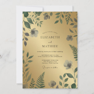 Invitation Mariage Eucalyptus au Feuillage d'Olive Doré