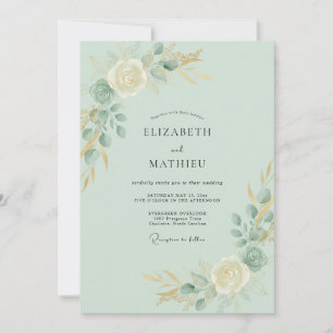 Invitation Mariage Eucalyptus au feuillage doré et à la mouss