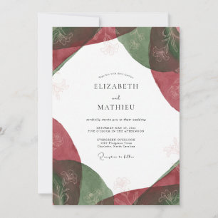 Invitation Mariage Eucalyptus au Feuillage Émeraude Cramoisi