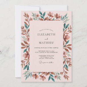 Invitation Mariage Eucalyptus au Feuillage en Terre Cuite Ros