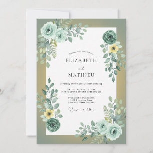 Invitation Mariage Eucalyptus au Feuillage Jaune Mousse de Me