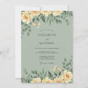 Invitation Mariage Eucalyptus au Feuillage Jaune Pâle