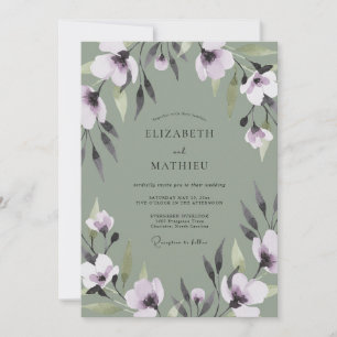 Invitation Mariage Eucalyptus au Feuillage Lilas Olive