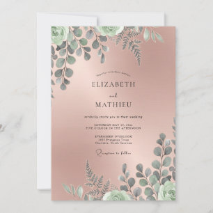 Invitation Mariage Eucalyptus au feuillage mauve doux assourd