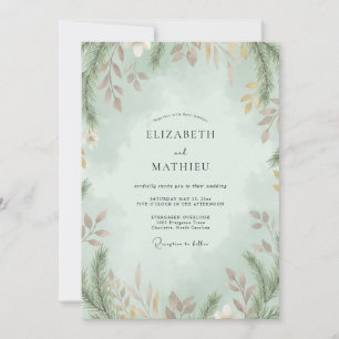 Invitation Mariage Eucalyptus au feuillage mauve et écume de 