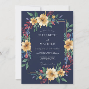 Invitation Mariage Eucalyptus au feuillage ocre de minuit