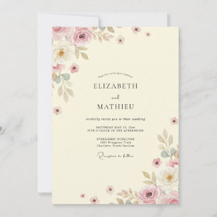 Invitation Mariage Eucalyptus au feuillage rose poussiéreux