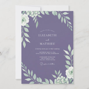 Invitation Mariage Eucalyptus au feuillage violet foncé
