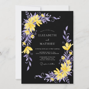 Invitation Mariage Eucalyptus au Feuillage Violet Noir