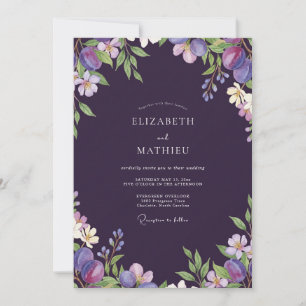 Invitation Mariage Eucalyptus aux Fruits de Prunier Sombre