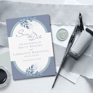 Invitation Mariage Eucalyptus bleu ardoise Enregistrer la car