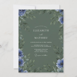 Invitation Mariage Eucalyptus Bleuet Olive