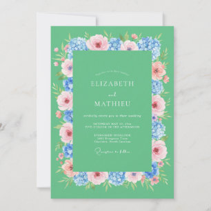 Invitation Mariage Eucalyptus Bleuet Pervenche Mousse de Mer