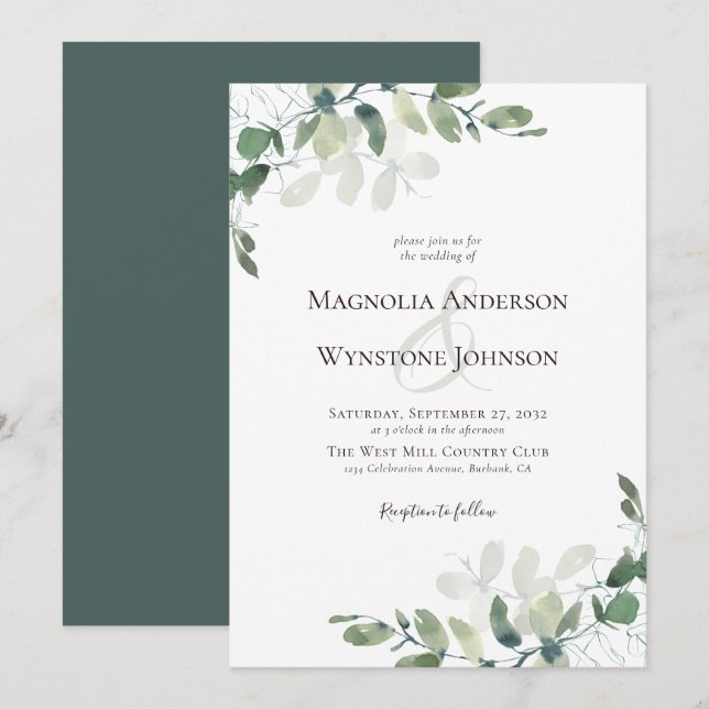 Invitation Mariage Eucalyptus Botanical (Devant / Derrière)