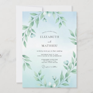 Invitation Mariage Eucalyptus Branche Aqua