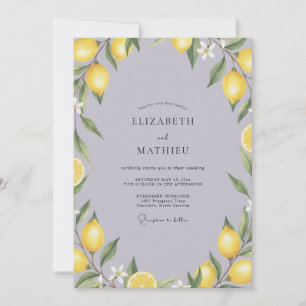 Invitation Mariage Eucalyptus Citron Jaune Brouillard
