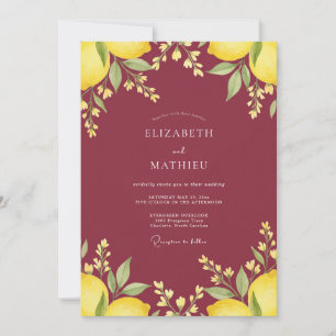 Invitation Mariage Eucalyptus Citron Pourpre