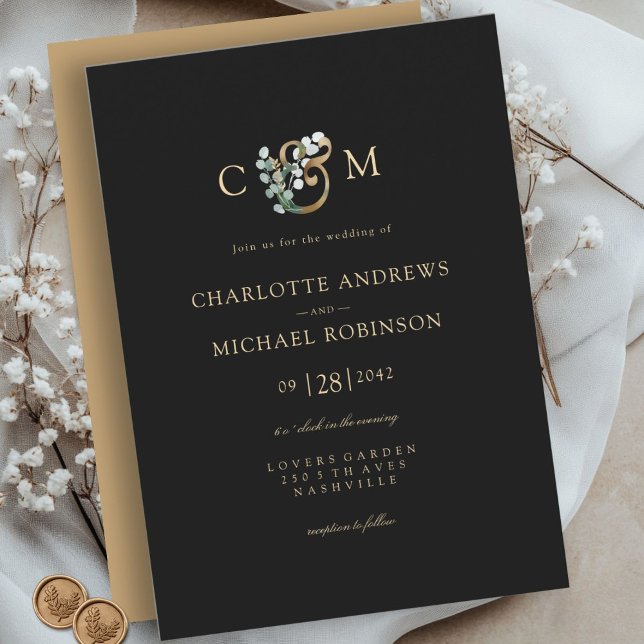 Invitation Mariage Eucalyptus Elégant moderne (Modern Elegant Eucalyptus Ampersand Wedding Invitation)