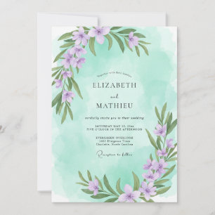 Invitation Mariage Eucalyptus et Lilas Menthe