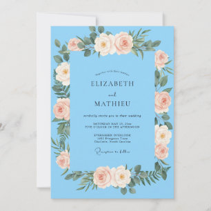 Invitation Mariage Eucalyptus Feuillage Abricot Ciel