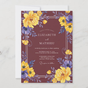 Invitation Mariage Eucalyptus Feuillage Améthyste Ocre
