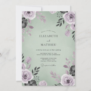 Invitation Mariage Eucalyptus Feuillage Améthyste Sauge