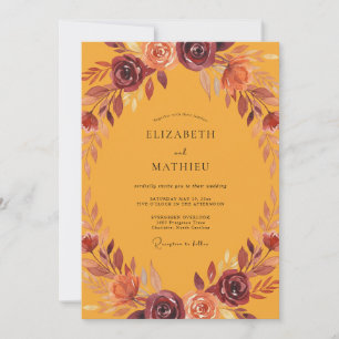 Invitation Mariage Eucalyptus Feuillage Bourgogne Rouille