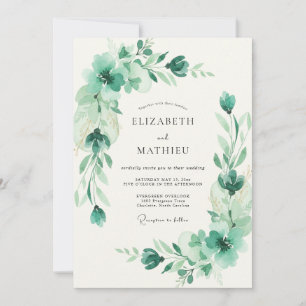 Invitation Mariage Eucalyptus Feuillage Céladon Mousse de Mer