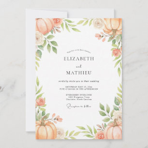Invitation Mariage Eucalyptus Feuillage Citrouille Abricot