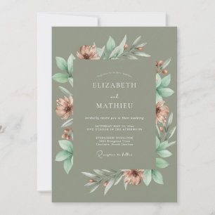 Invitation Mariage Eucalyptus Feuillage Cuivre Taupe