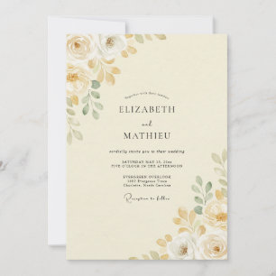 Invitation Mariage Eucalyptus Feuillage Honey Gold