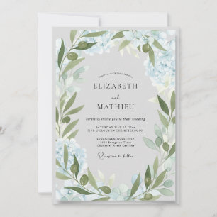 Invitation Mariage Eucalyptus Feuillage Olive Glacée
