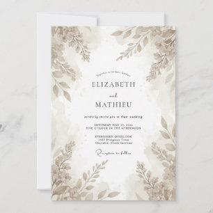 Invitation Mariage Eucalyptus Feuillage Taupe