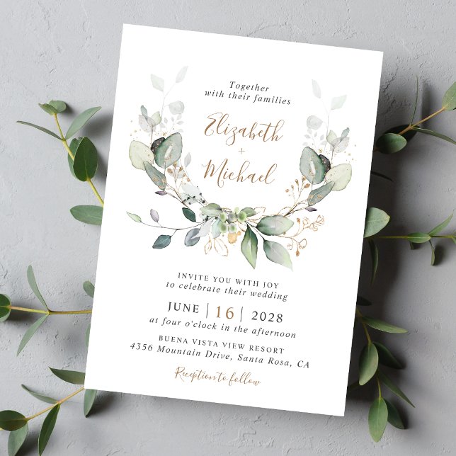Invitation Mariage Eucalyptus Green Watercolor (Créateur téléchargé)