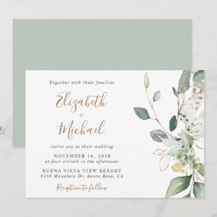 Invitation Mariage Eucalyptus Green Watercolor