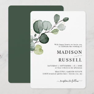 Invitation Mariage Eucalyptus Greenery Gold Splatter