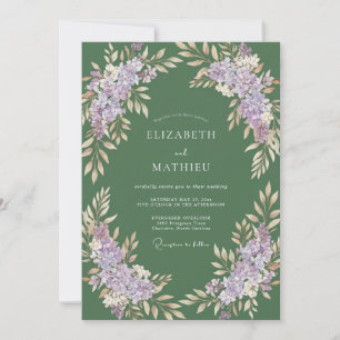 Invitation Mariage Eucalyptus Gris Olive Lilas