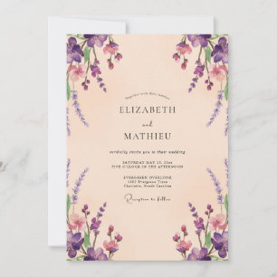 Invitation Mariage Eucalyptus Lavande Pêche