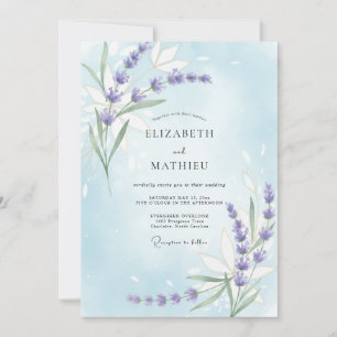Invitation Mariage Eucalyptus Lilas Pervenche